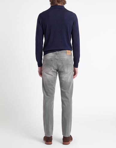 Man Jeans Grey Size 38 Cotton, Elastane