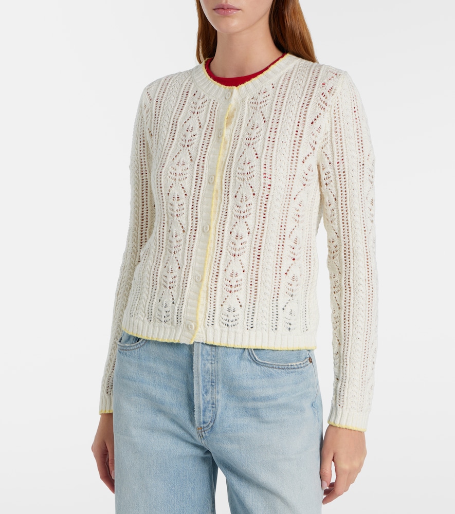 Daisy pointelle cotton-blend cardigan