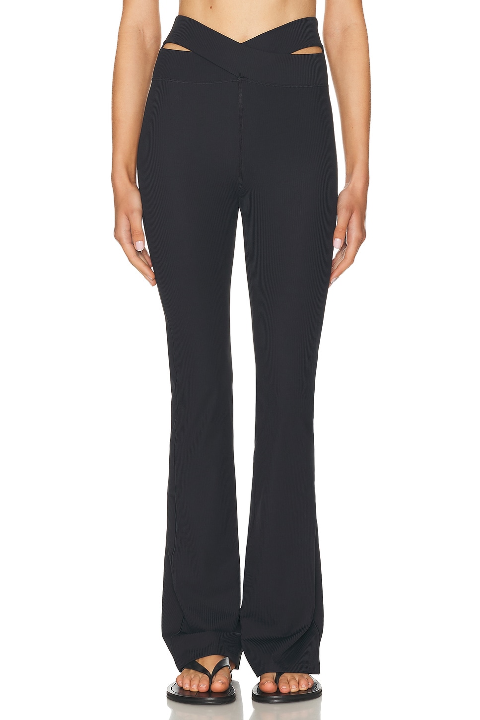 Nike Zenvy Cutout Gentle Support High Waisted Rib Flare Legging in Black