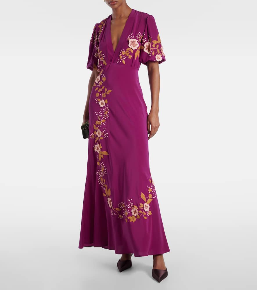 Marlene embroidered silk gown
