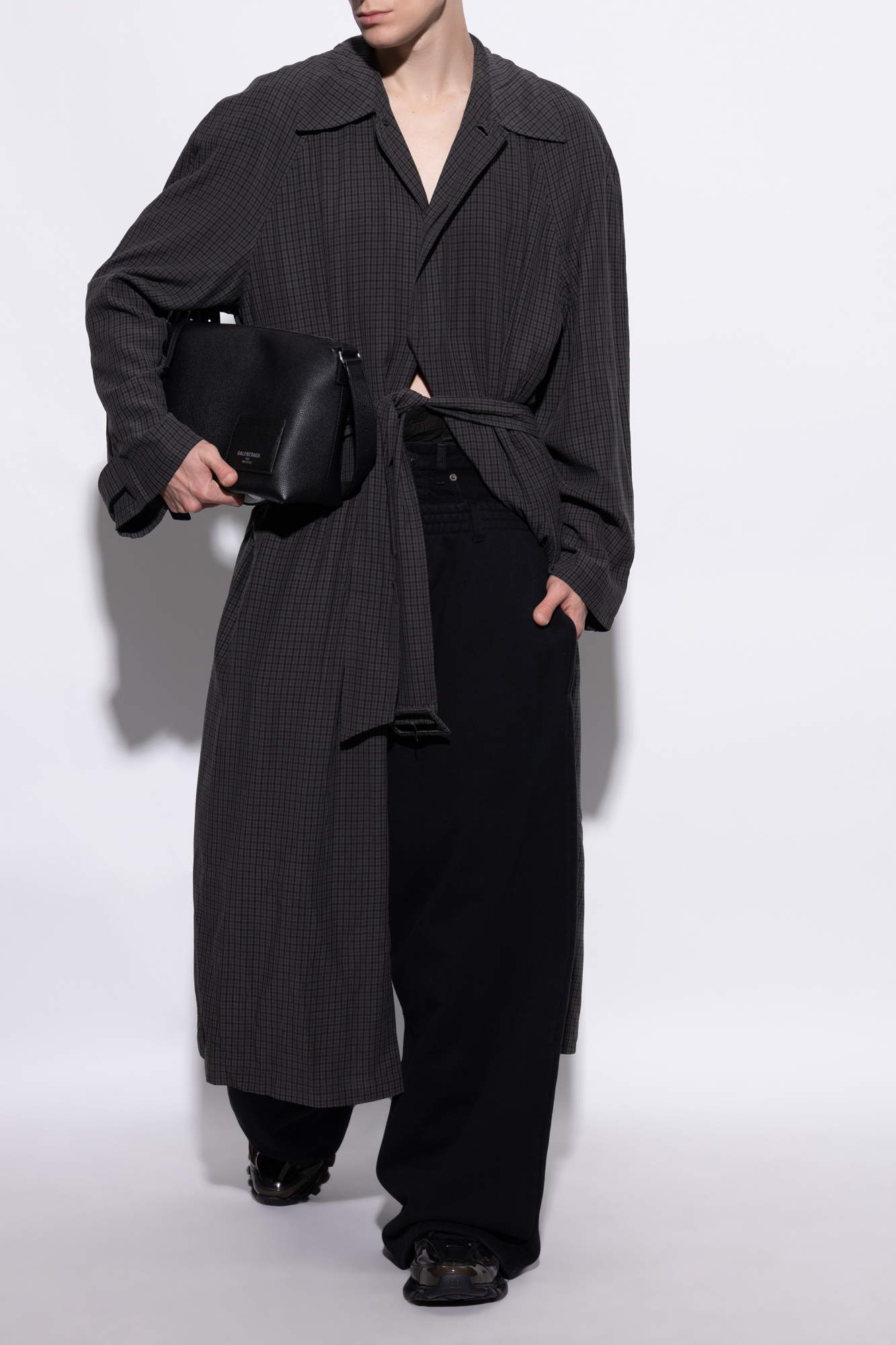 Coat With Check Pattern, Men's, Grey