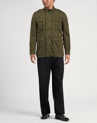 Man Jacket Military green Size 46 Cotton, Linen