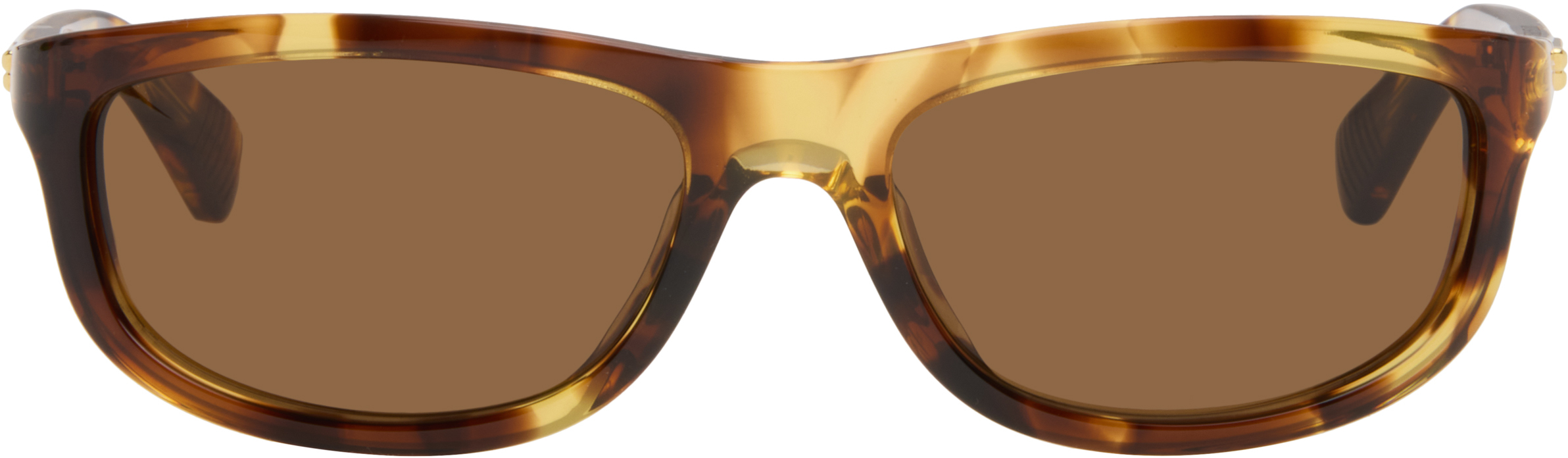 Brown Slim Ribbon Rectangular Sunglasses