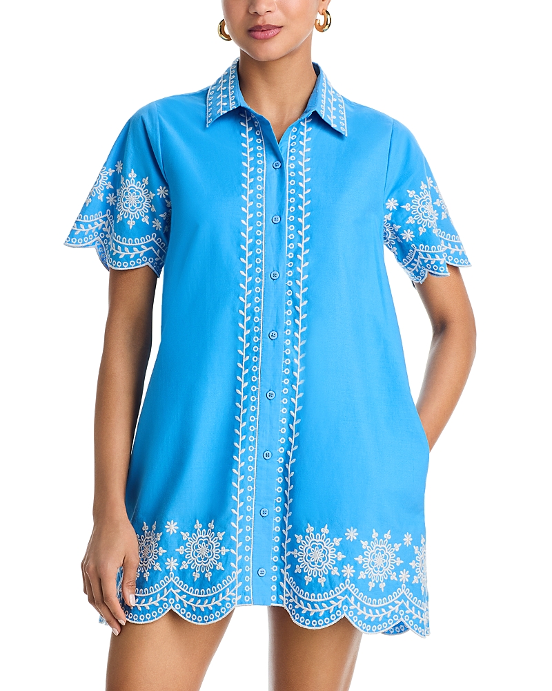 Alissa Embroidered Collared Mini Shirt Dress