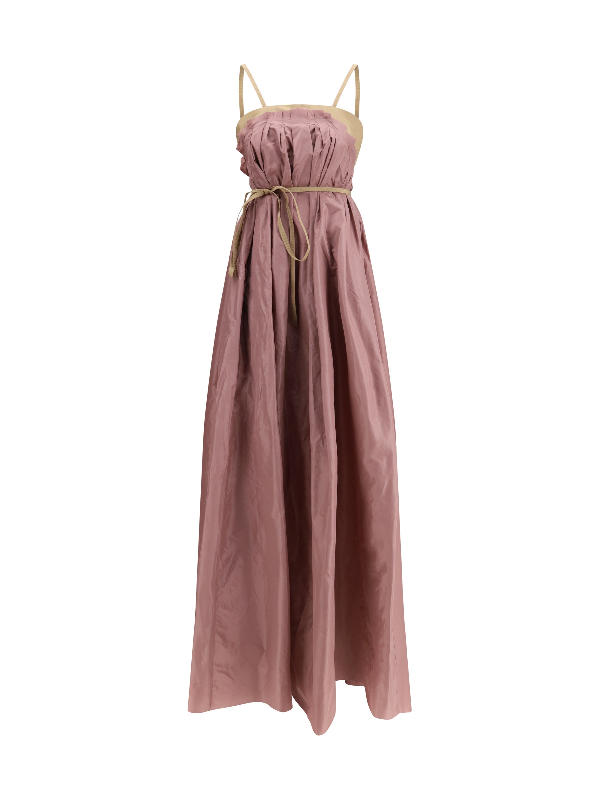 Silk Taffeta Maxi Dress — Pink