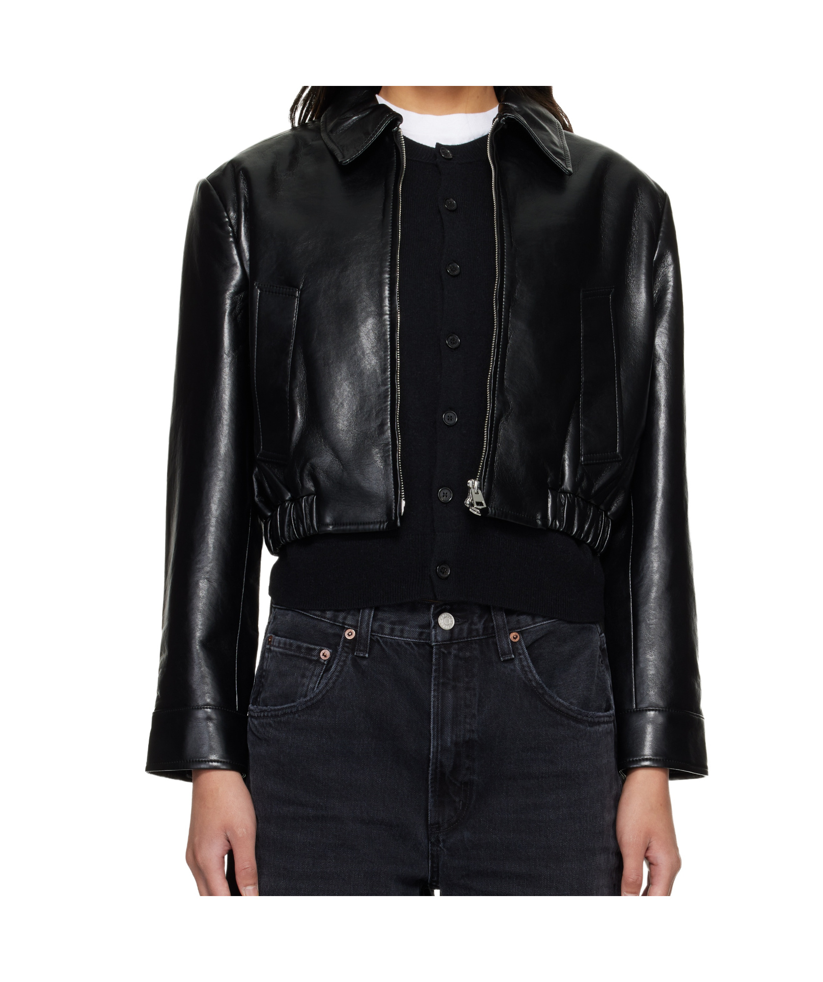 Nahla Cropped Jacket (Recycled Leather)
