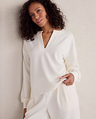 Ann Taylor Haven Well Within Double Knit Split Neck Top