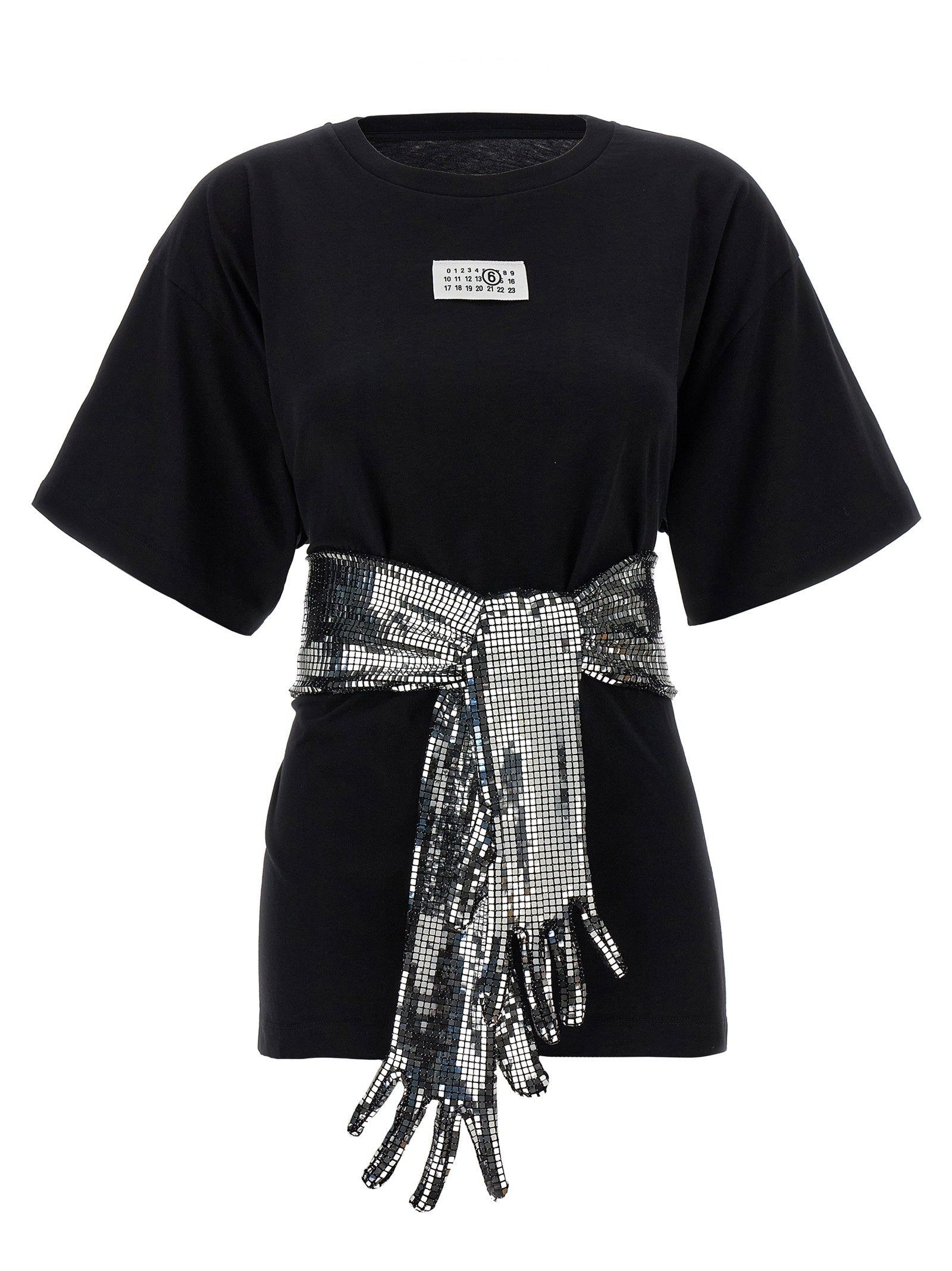 Sequin Glove Detail T-Shirt — Black