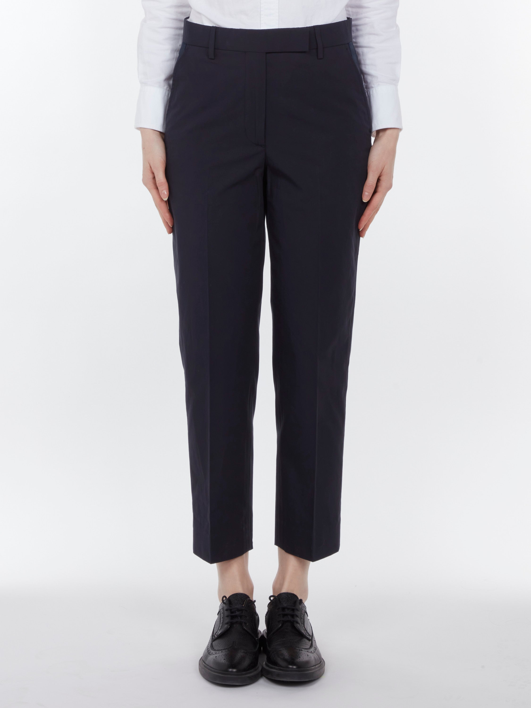 Crease-Resistant Cotton Trousers — Navy