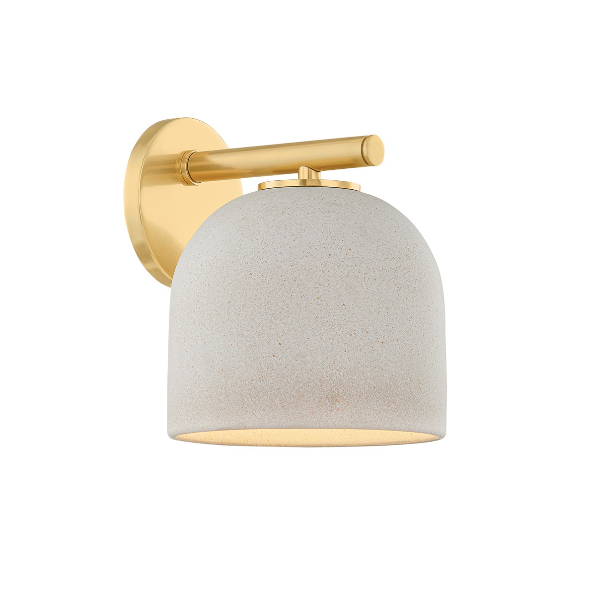 Aged Brass Ceramic Cream Pebble Wall Sconce from the Cara Collection