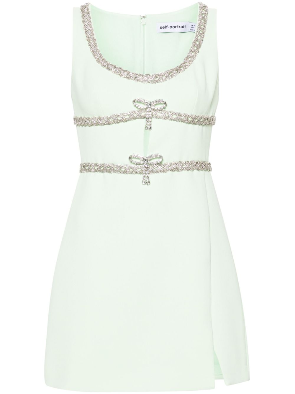 Crystal-embellished bow mini dress - Green