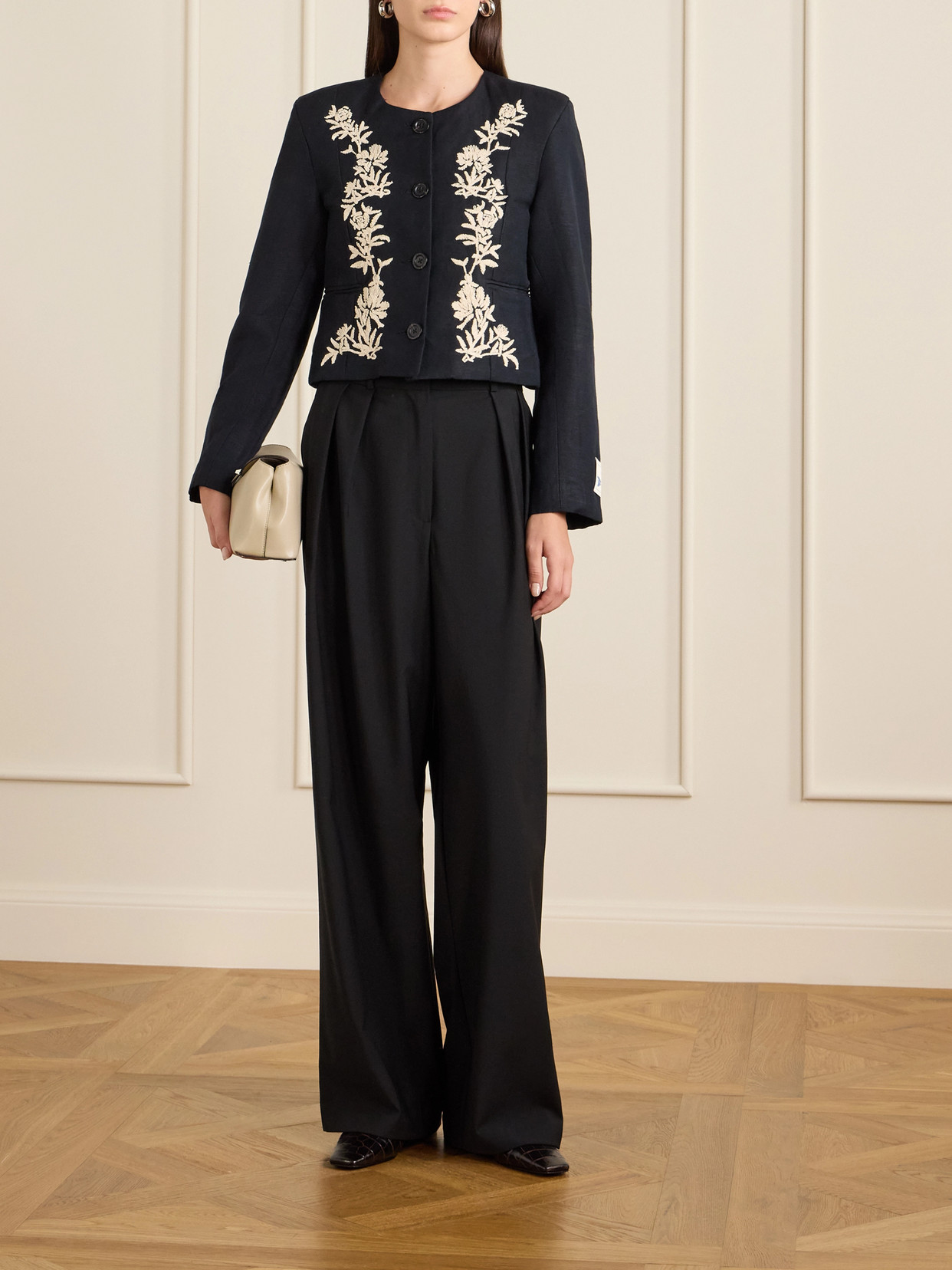S. S. Daley - Ophelia Cropped Embroidered Woven Jacket - Black