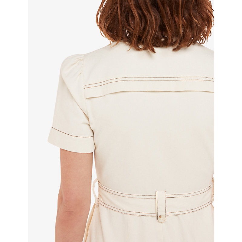 Womens Cream Alana Short-sleeved Denim Jumpsuit