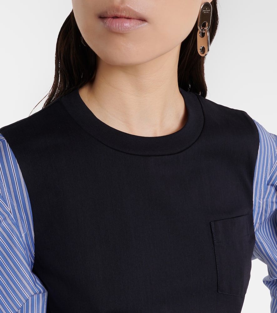 Striped cotton jersey and poplin shirt