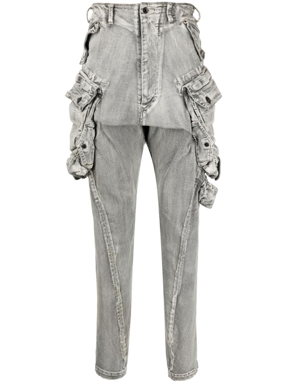 Plaster cargo drop-crotch jeans - Grey