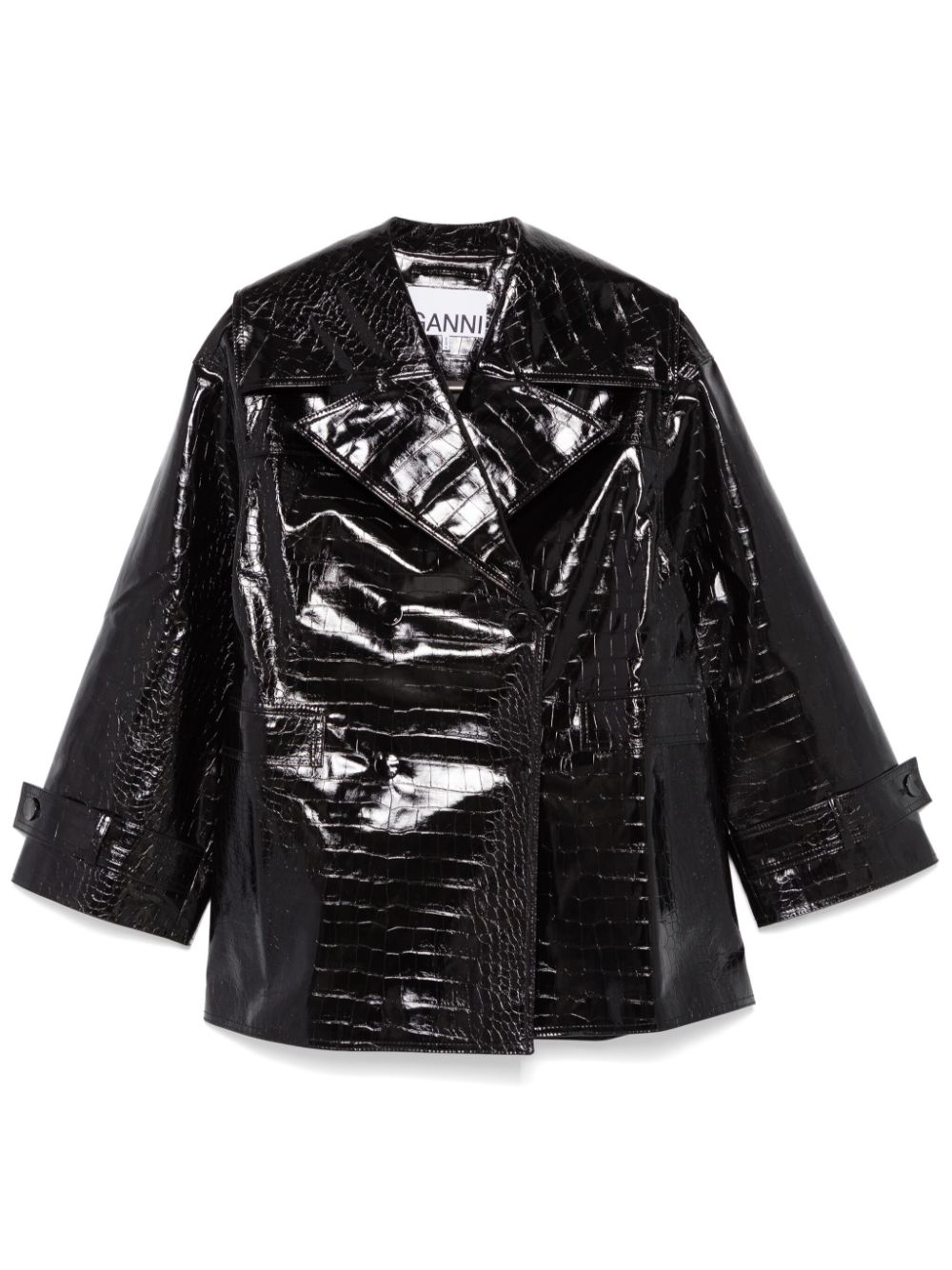 Croc-embossed jacket - Black