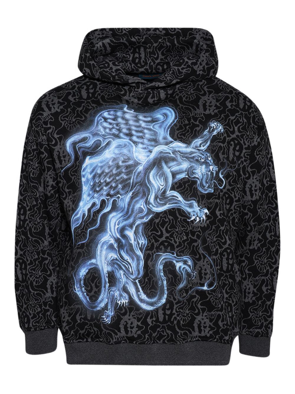 Graphic-print jacquard hoodie - Black
