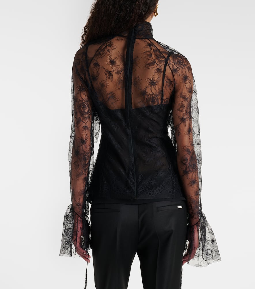 Ruffled sheer lace blouse