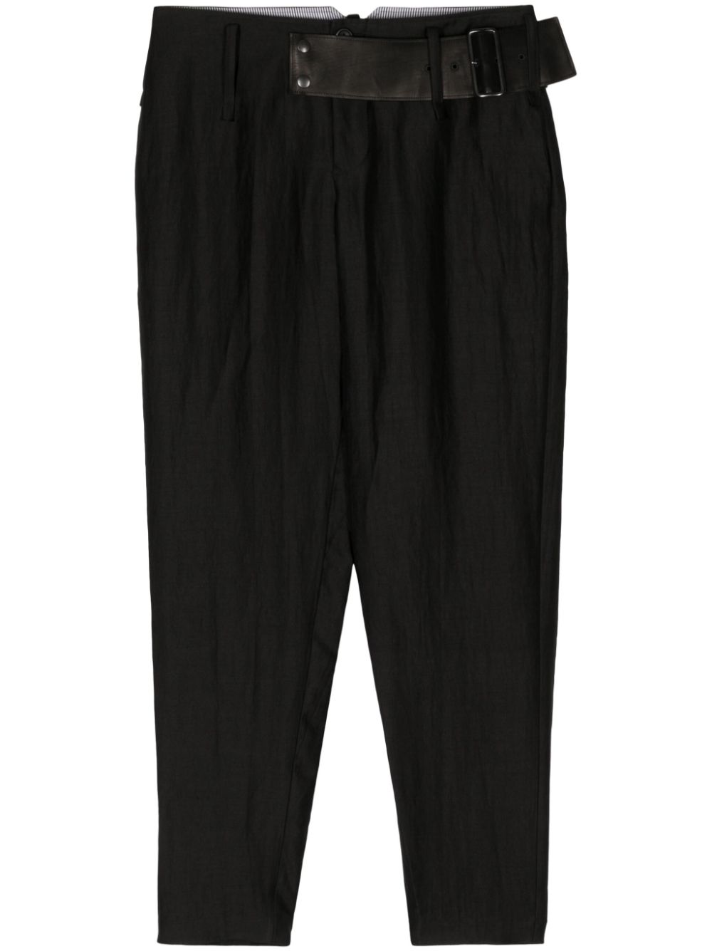 Belted tapered trousers - Black