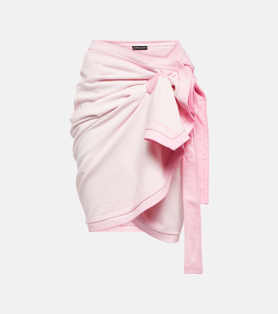 Embroidered cotton terry miniskirt