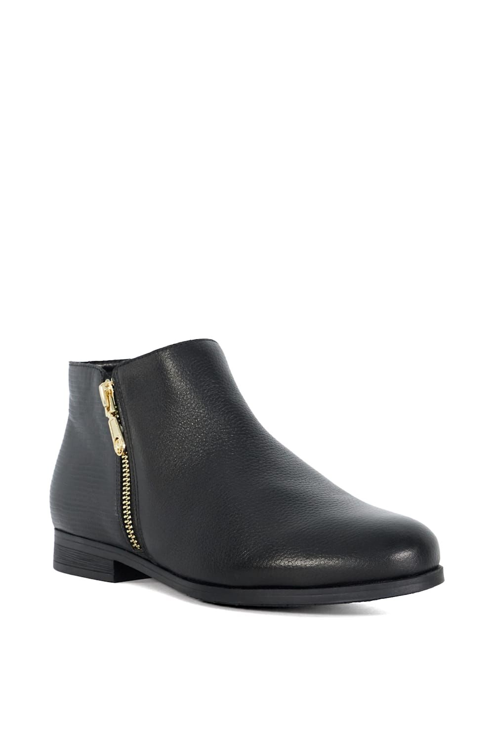 Dune London Women's Wide Fit 'Pandias' Leather Ankle Boots in Black