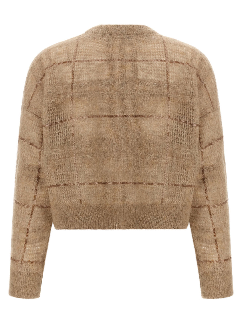 Brunello Cucinelli - sequin check mohair wool crew sweater