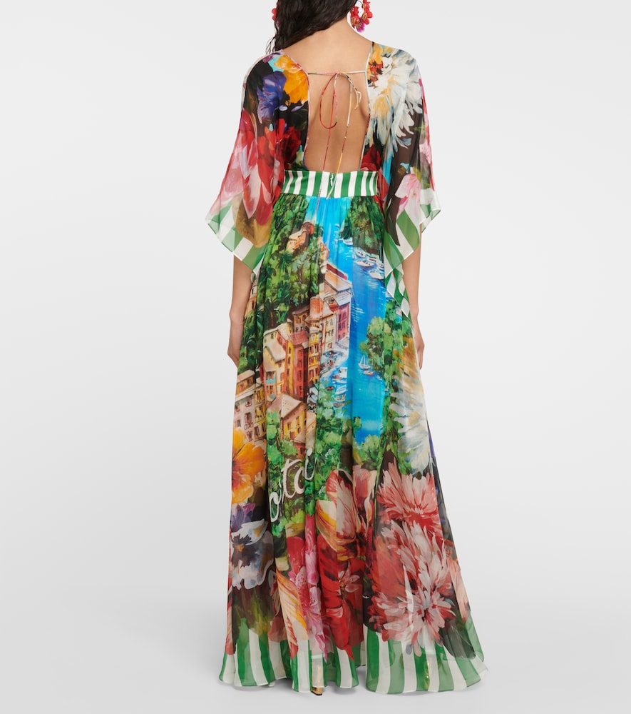 Portofino printed silk chiffon gown