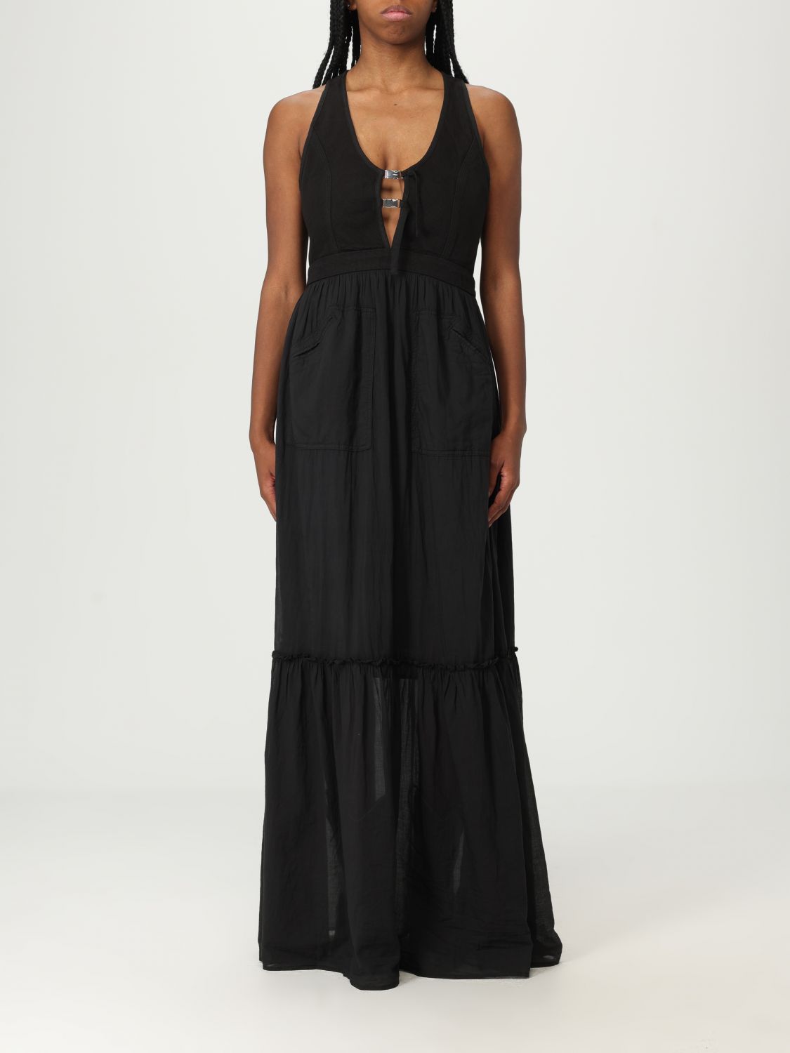 PINKO buckled long dress - Black