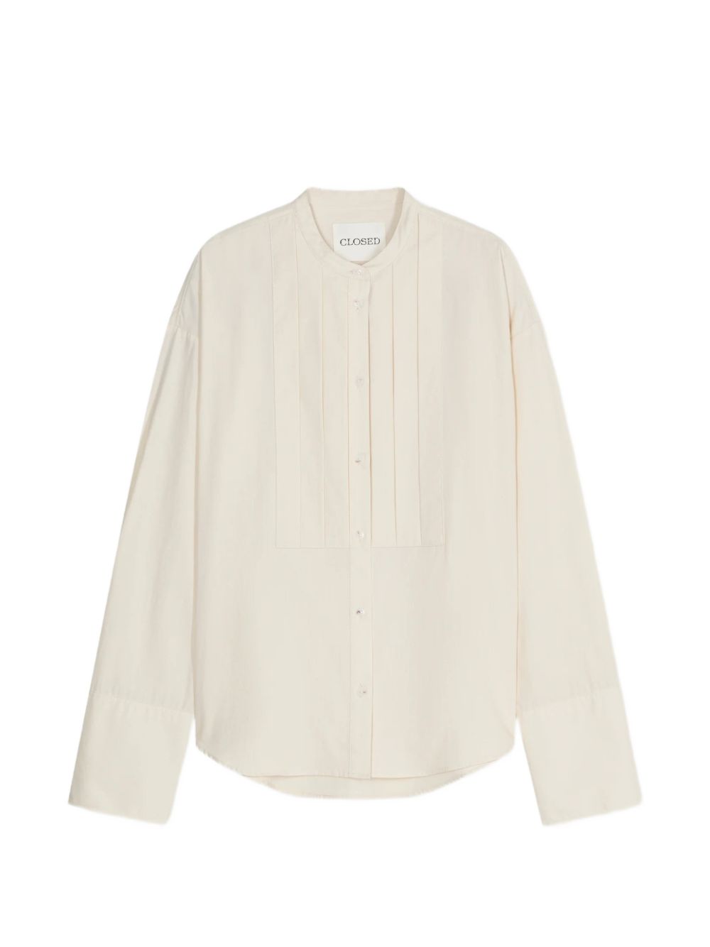 Pleated Bib-Front Organic Cotton Shirt — Cream