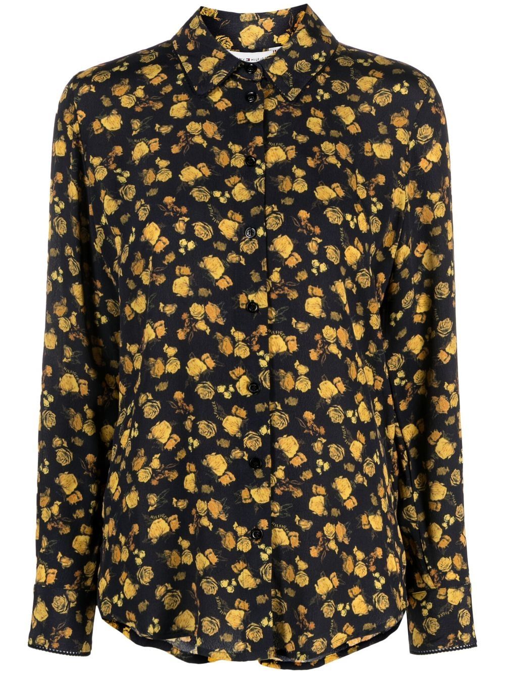 Moss regular crepe rose shirt - Blue