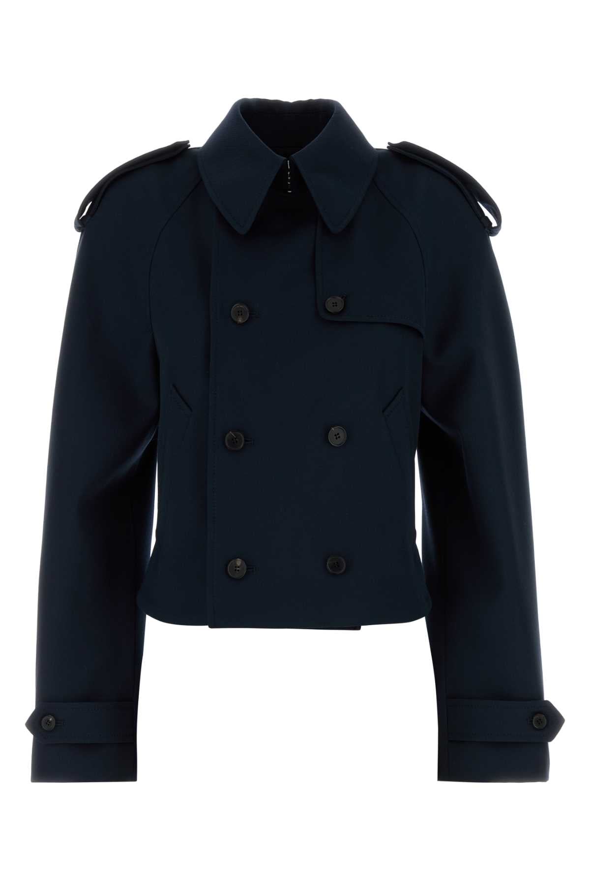 Double-Breasted Wool Trench Coat — Navy