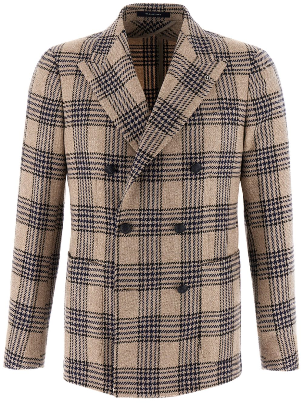 Prince of Wales-check double-breasted blazer - Neutrals