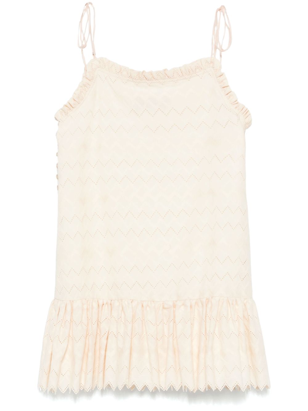 Zigzag pattern mini dress - Neutrals