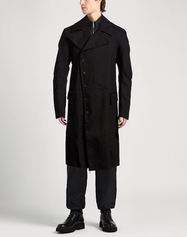 Man Overcoat & Trench Coat Black Size 46 Cotton