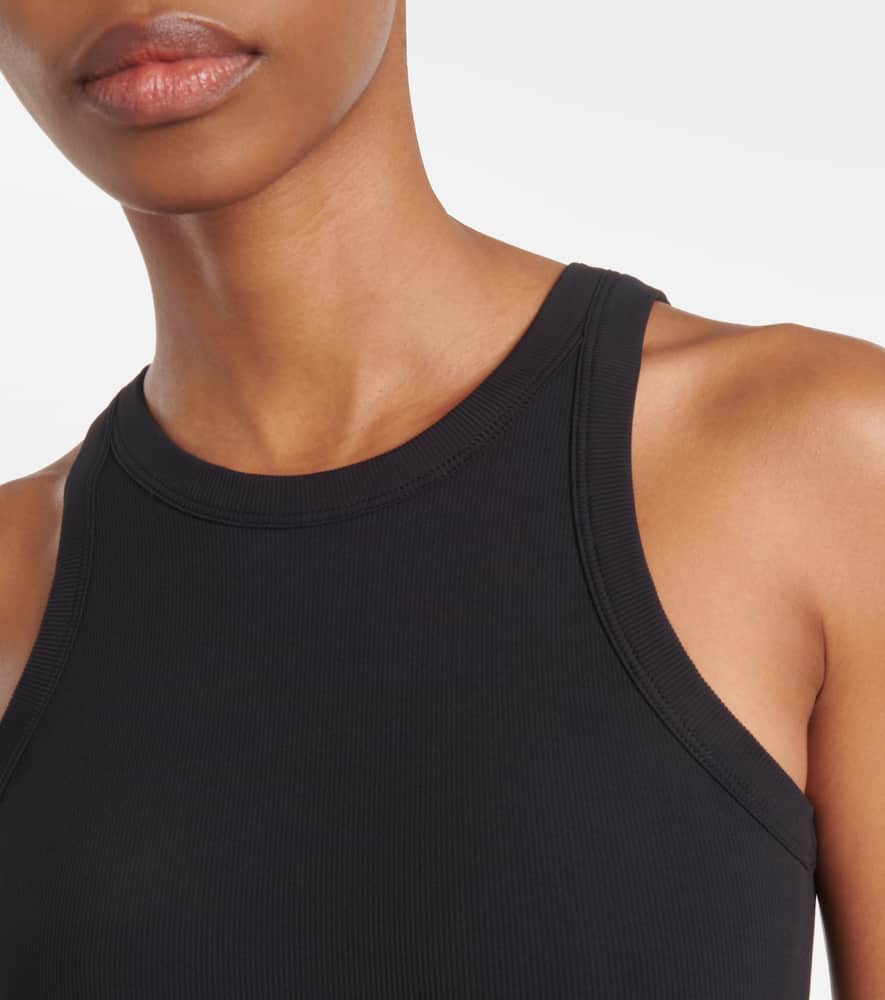 Curved ribbed-knit jersey swimsuit