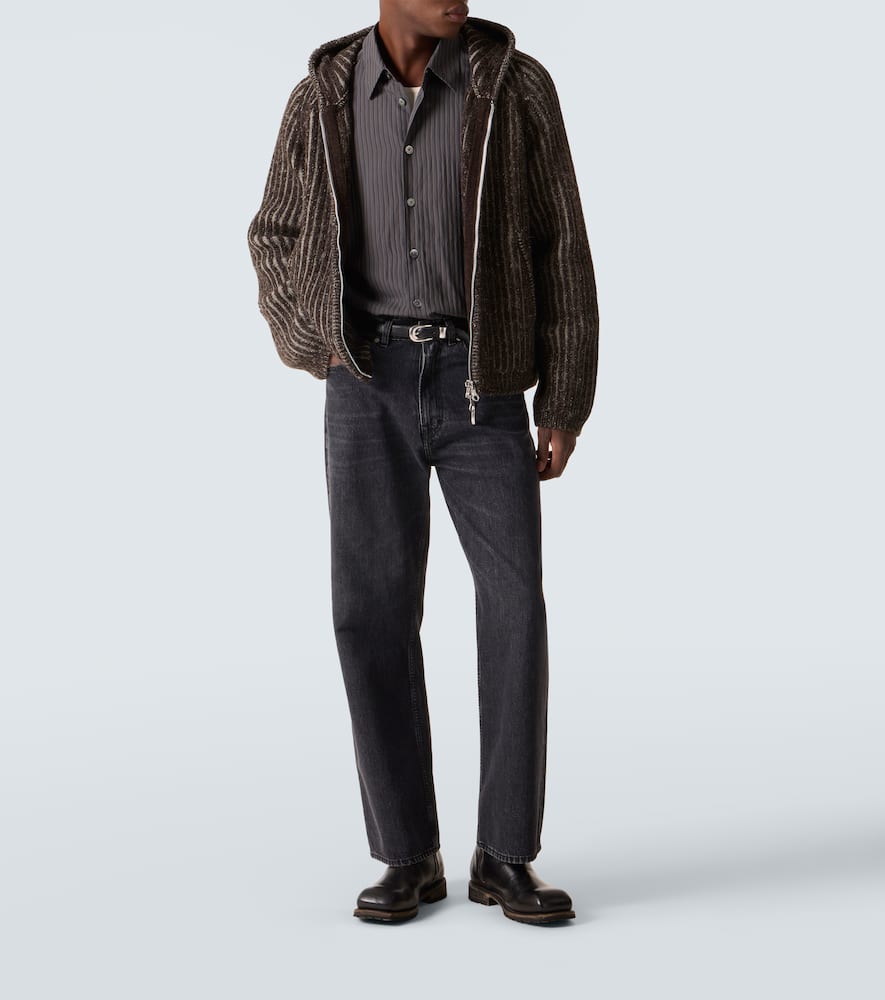 Level ribbed-knit wool zip-up hoodie