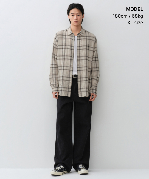 Relaxed Crinkle Ombre Check Shirt