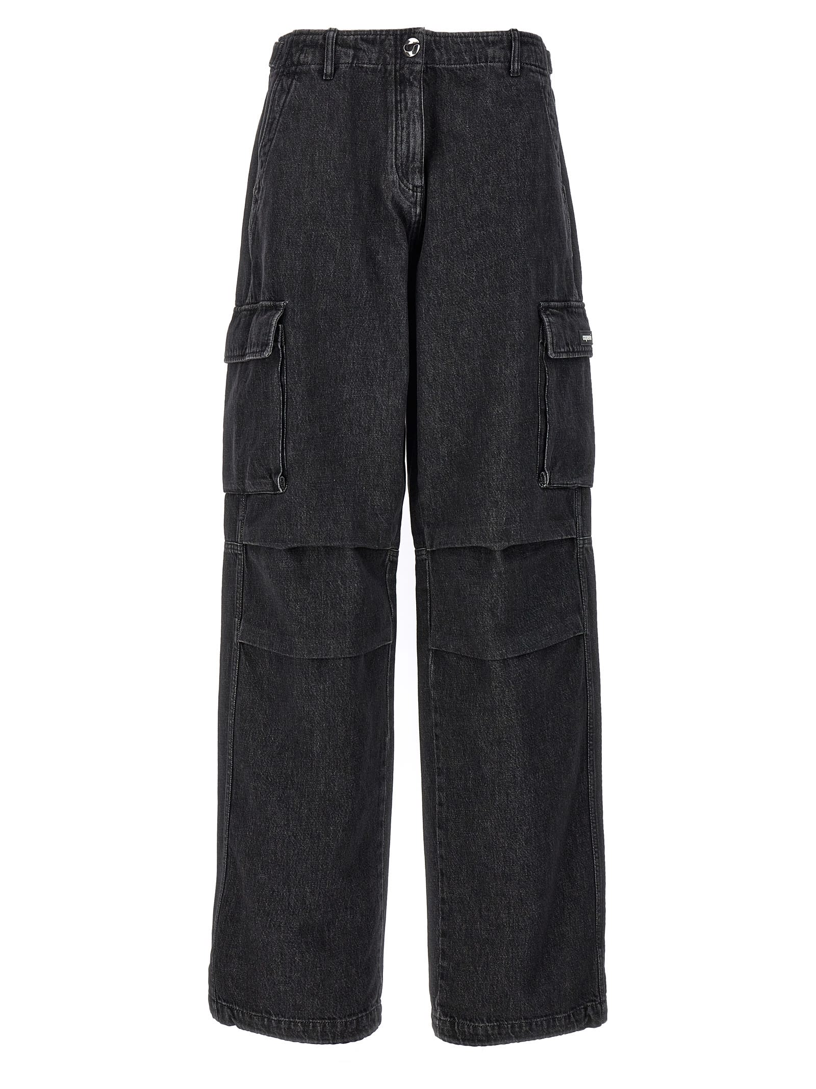 Denim Wide Leg Cargo Jeans