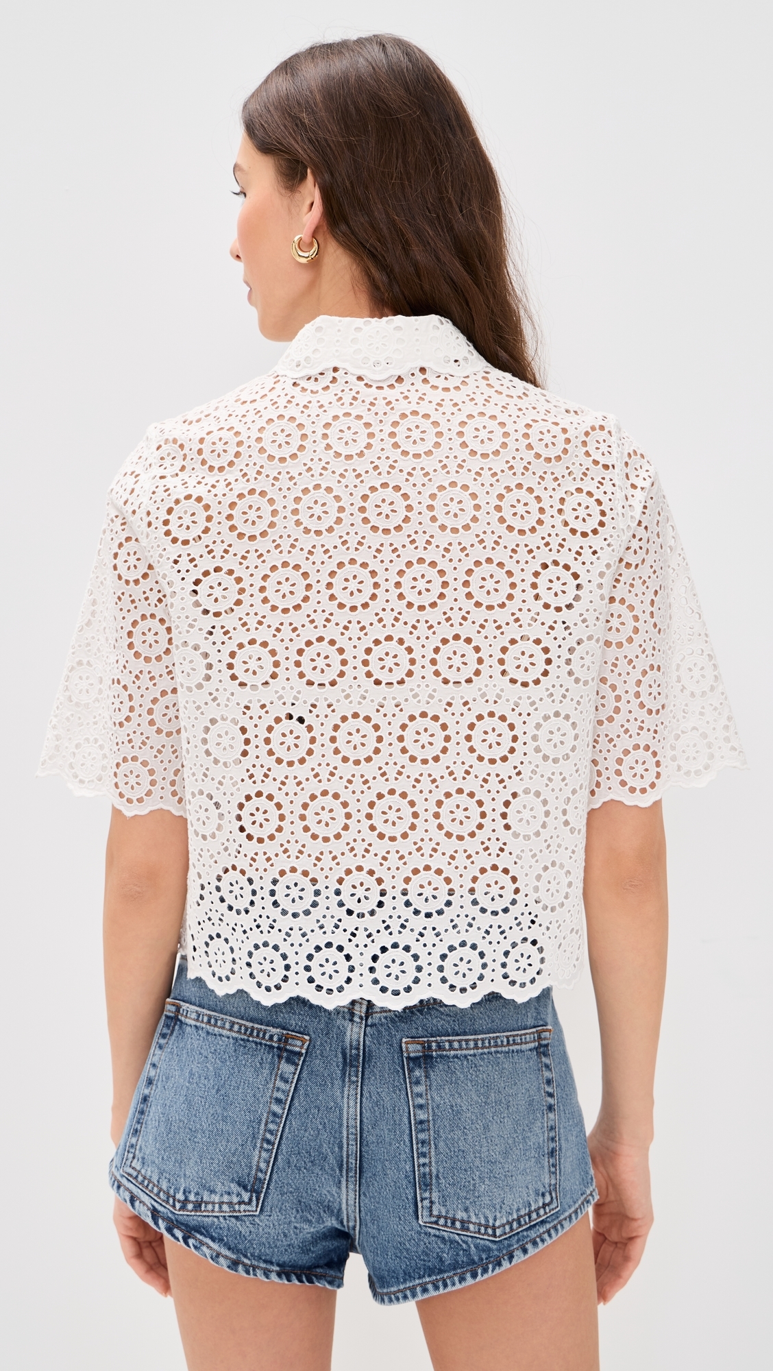 The Petal Eyelet Button Down Shirt White