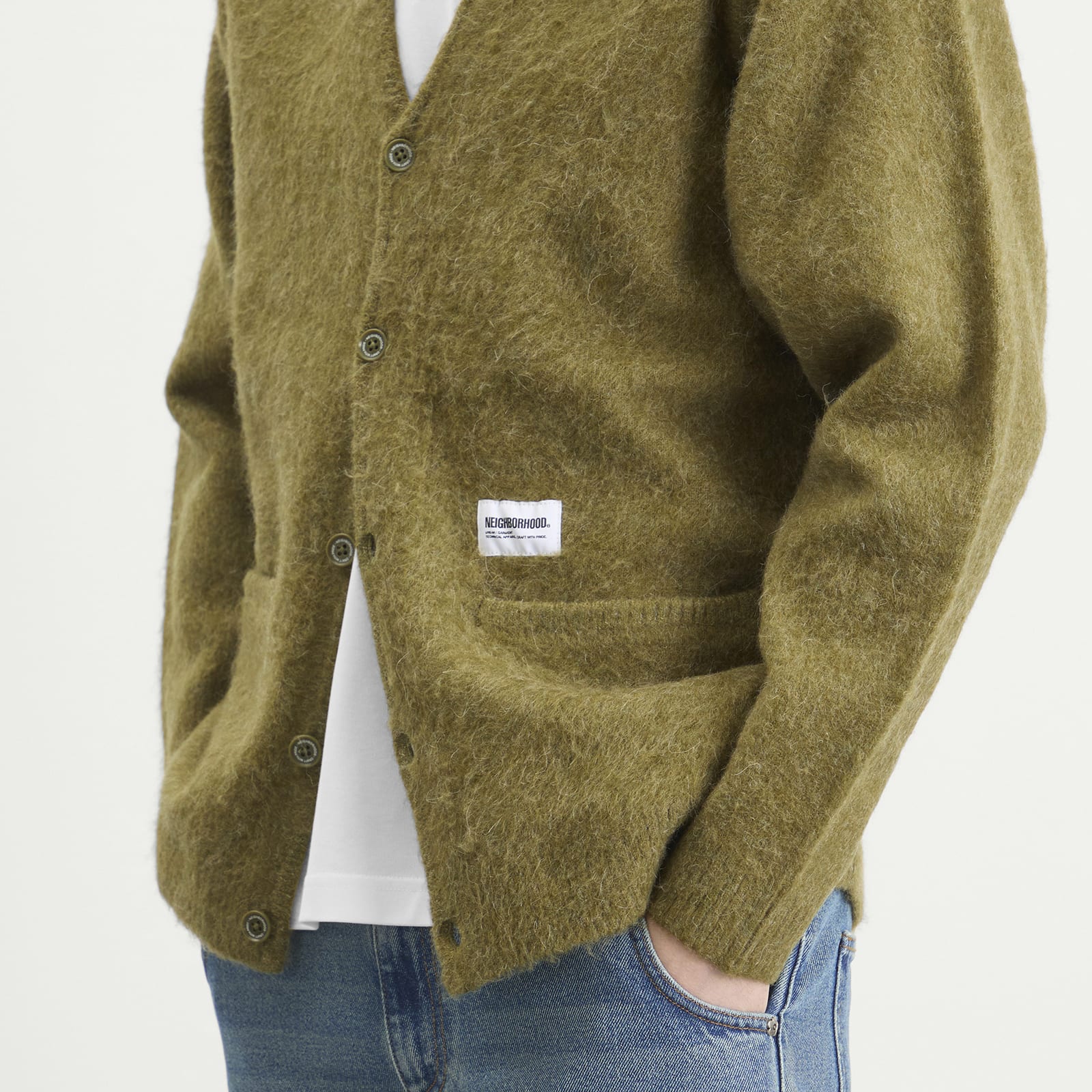 Men's Mohair Cardigan in Olive Drab