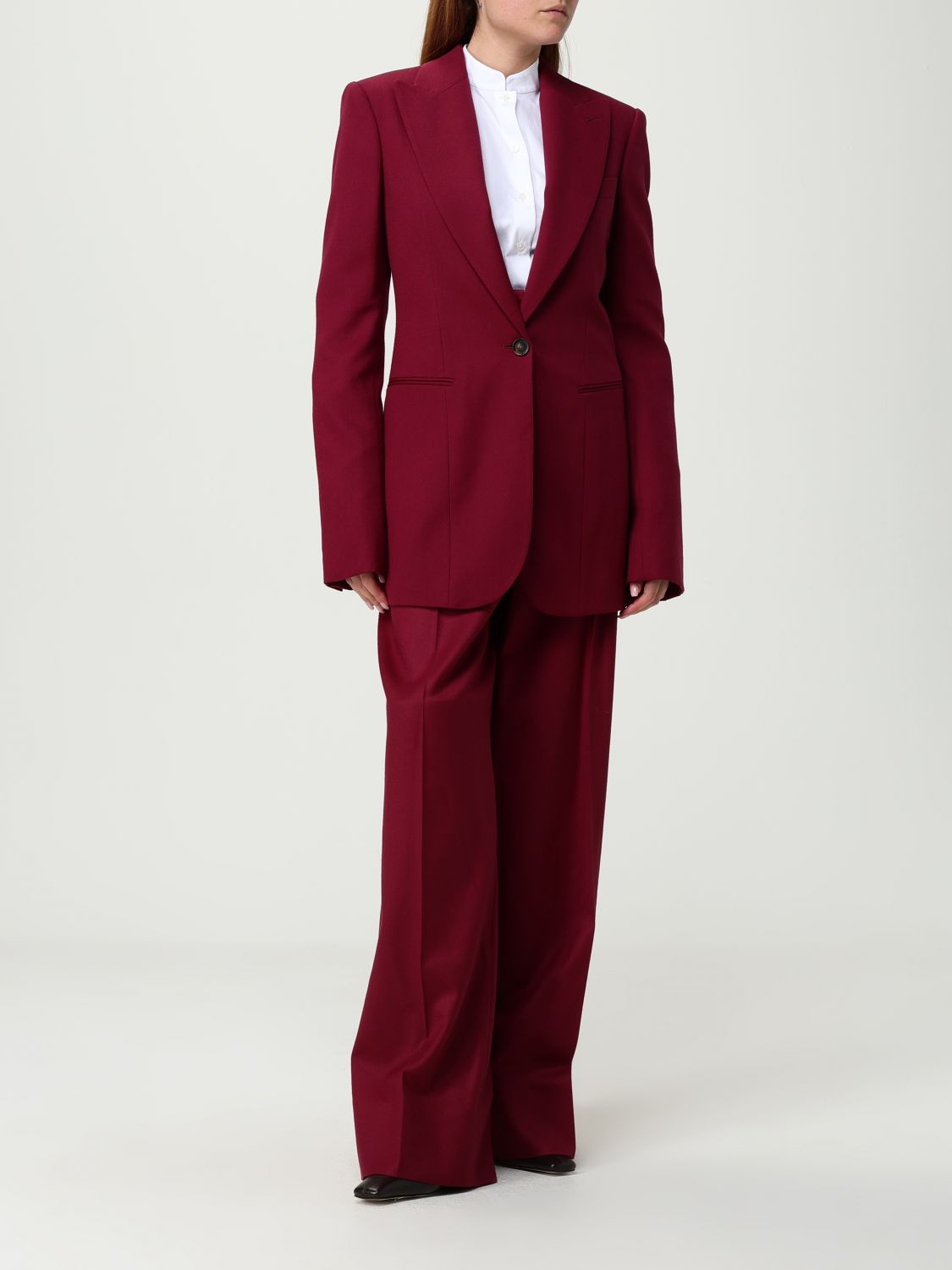 Wool high-waisted tailored trousers - Purple