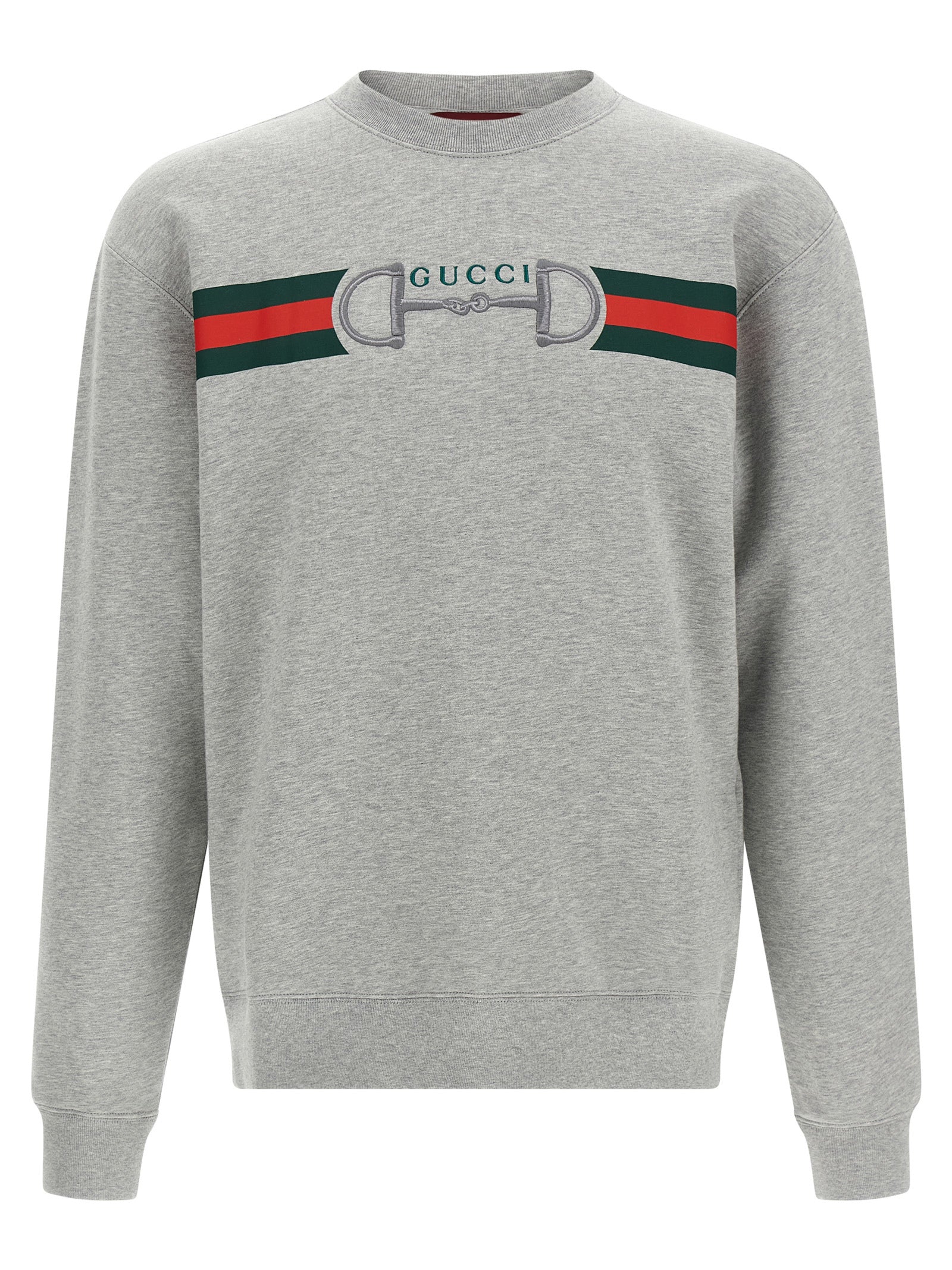 Logo-Embroidered Horsebit Sweatshirt — Gray