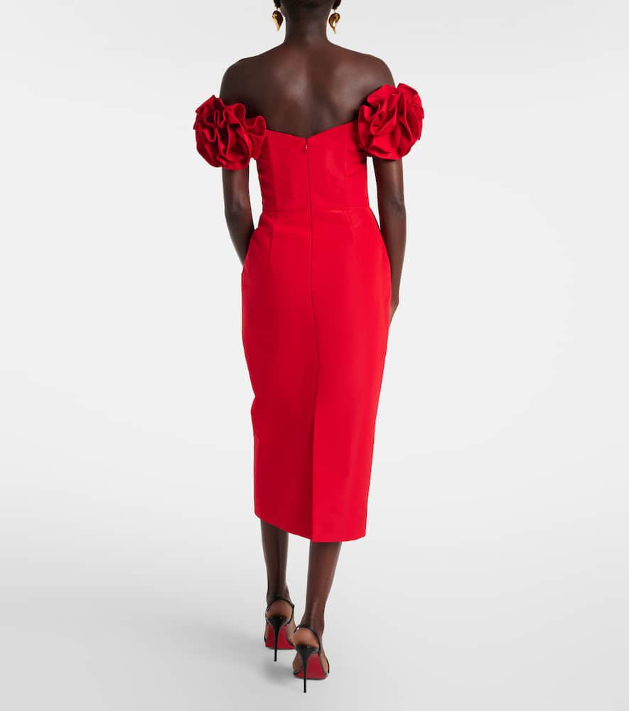 Off-shoulder silk cocktail dress