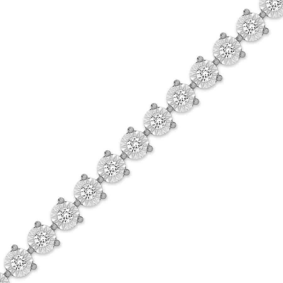 Diamond Muse Elegant 1.00 Carat Real Diamond Martini Tennis Bracelet White Gold Rhodium Plated Over Sterling Silver
