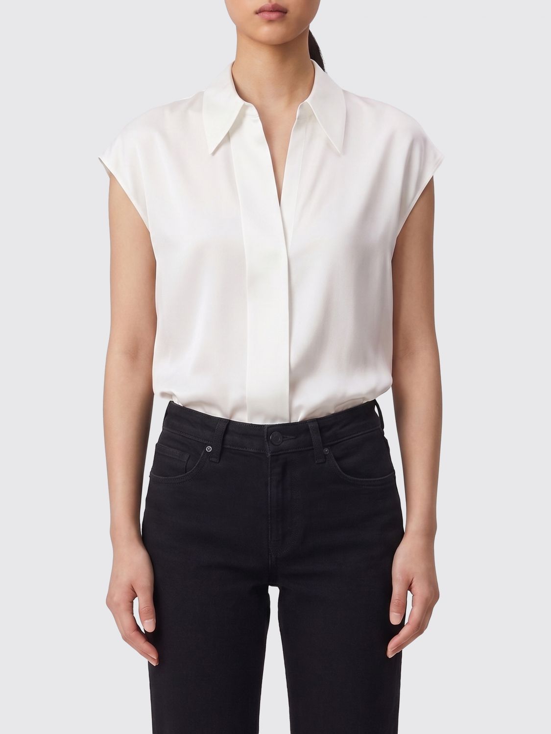 Button Front Cap Sleeve Top