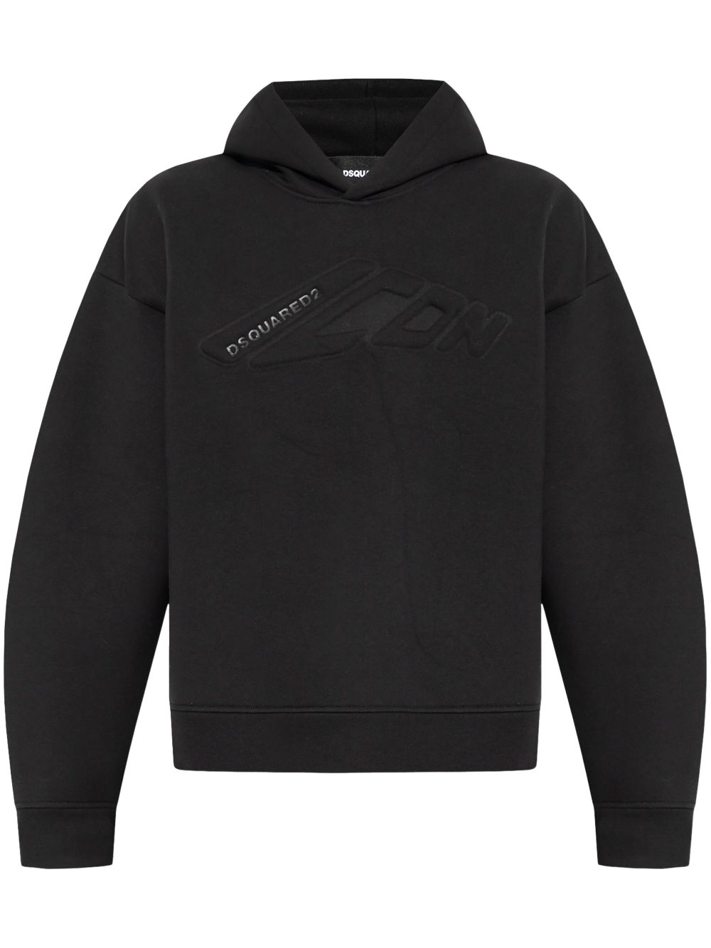 Logo-embossed cotton hoodie - Black