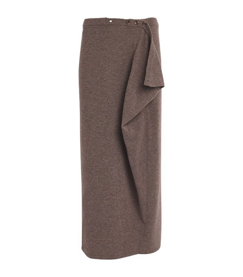 Wool-Cashmere Fasten Maxi Skirt