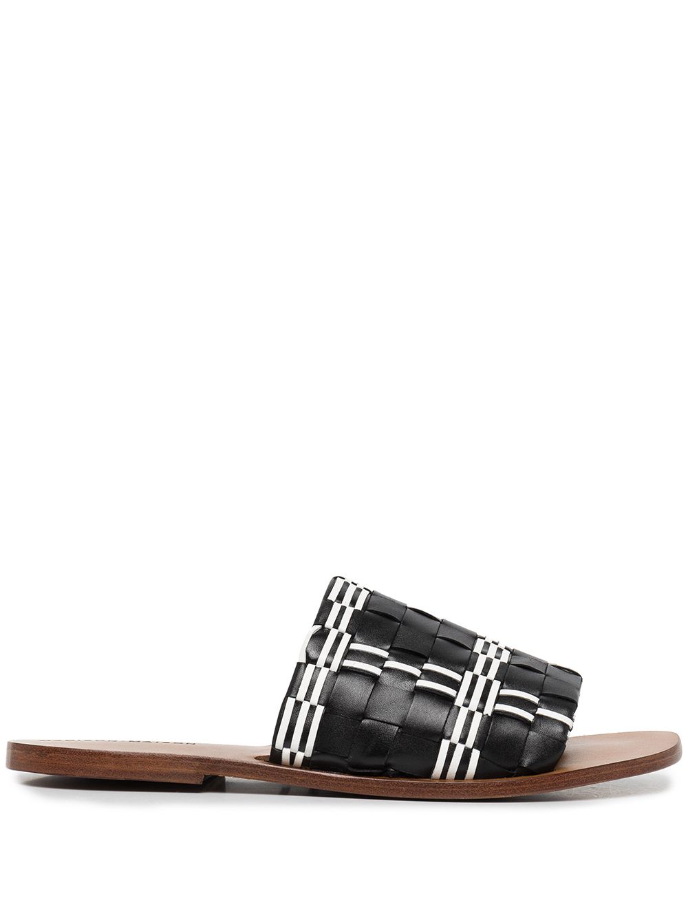 Woven leather slides - Black