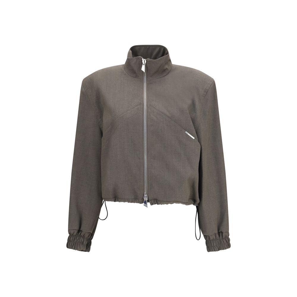 Wool-Blend Bomber Jacket — Brown