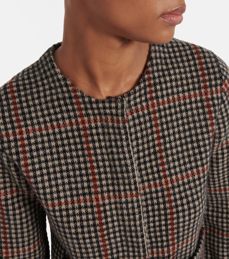 Checked wool cardigan